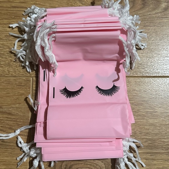 50 Pink Drawstring Gift Bags | Lash Logo | Party Favor Bags | Makeup Pouch Lot - Picture 2 of 8
